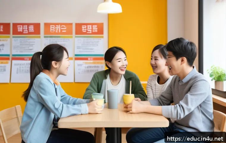 듣기 말하기 교수법 - A lively classroom scene showing a diverse group of adult language learners engaged in a role-play a...